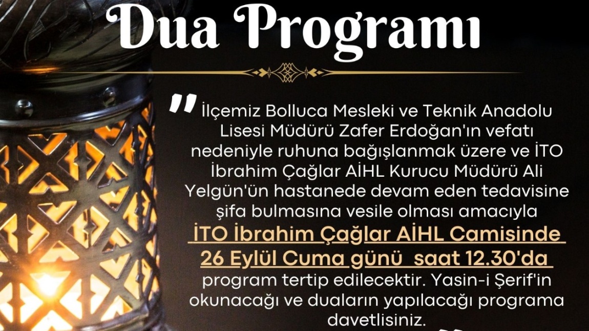 Arnavutköy İlçe Milli Eğitim Müdürlüğü Dua Programı